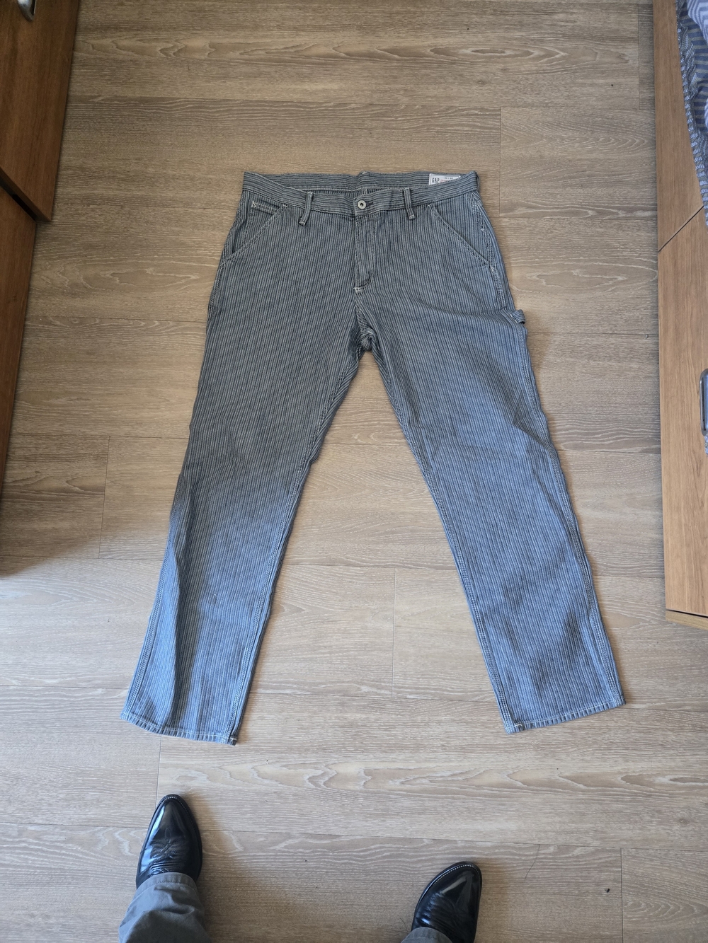 Gap Mens Relaxed Straight Railroad Hickory Stripe Carpenter Pants Size 34x32